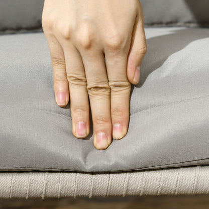 Outsunny Terrassenstuhl 2er-Set, Boho-Stil, bequeme Sitzschale, Sitzauflagen, waschbarer Bezug, Metallrahmen, Beige