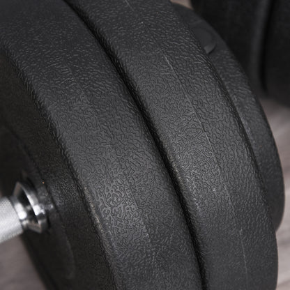 HOMCOM Kurzhantel-Set 2 x 25 kg, 2 x 6 Hantelscheiben mit Kunststoffhülle, bodenschonend, Schwarz