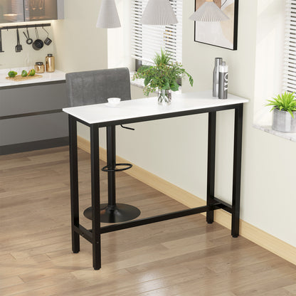 HOMCOM Bartisch in Marmoroptik, Stahlrahmen, Nivellierfüße, 120x40x100 cm, Weiß/Schwarz