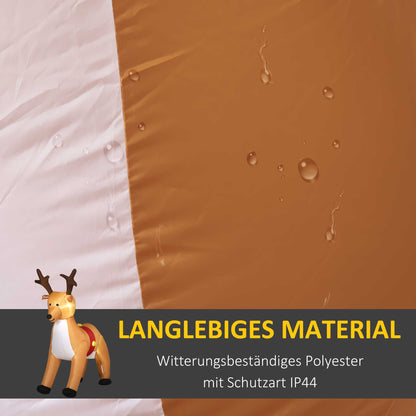 HOMCOM Aufblasbares Rentier, 1,8 m, LED-Lichter, Zubehör, automatisches Aufblasen, Gelb