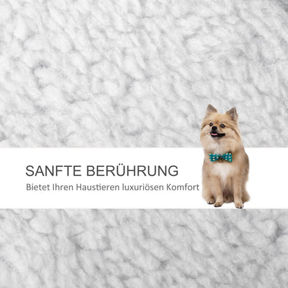 PawHut Katzentreppe 3-stufige Haustiertreppe mit Kratzsäulen Ball Hundetreppe Tiertreppe für Katzen bis 5 kg Plüsch Jute Weiß 45 x 40 x 48 cm