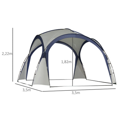 Outsunny Kuppelzelt für 6-8 Personen, Pavillon, Schutz vor Sonne und Nieselregen, 3,5 x 3,5 x 2,22 m, Cremeweiß
