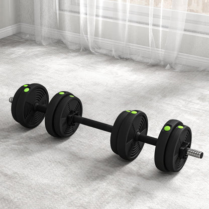 SPORTNOW 2-in-1 Hantel-Set, Lang- & Kurzhantel, 15 kg, rutschfest, bodenschonend, Schwarz/Grün