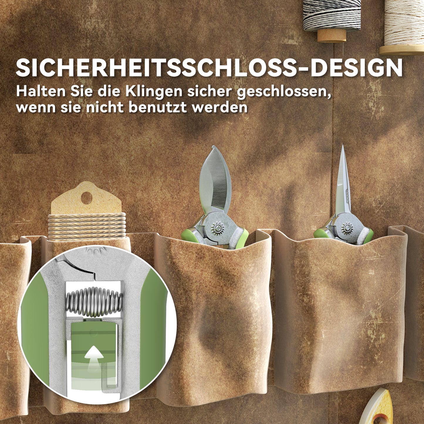 Outsunny Gartenwerkzeug Set 2 Stück Garten Werkzeug aus Edelstahl Gartengeräte mit Gartenschere Astschere Grün+Silber