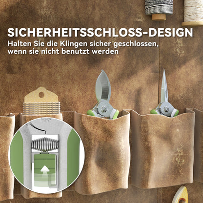 Outsunny Gartenwerkzeug Set 2 Stück Garten Werkzeug aus Edelstahl Gartengeräte mit Gartenschere Astschere Grün+Silber