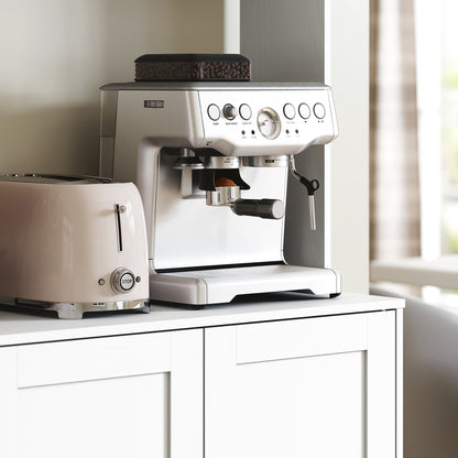 HOMCOM Küchenschrank, Skandinavisches Design, 4 Schränke, verstellbare Regale, Glastüren, offene Fläche, Spanplatte, MDF, Weiß