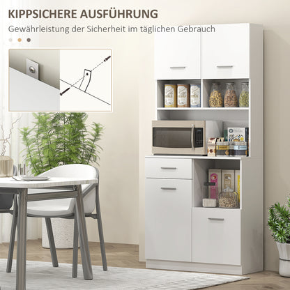 HOMCOM Küchenschrank, Buffet mit Schublade, Soft-Close Türen, 80 x 35 x 180 cm, Weiß