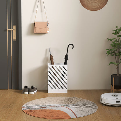 HOMCOM Regenschirmständer mit Tropfschale, 4 Haken, Stahl, 28L x 14B x 41H cm, Weiß