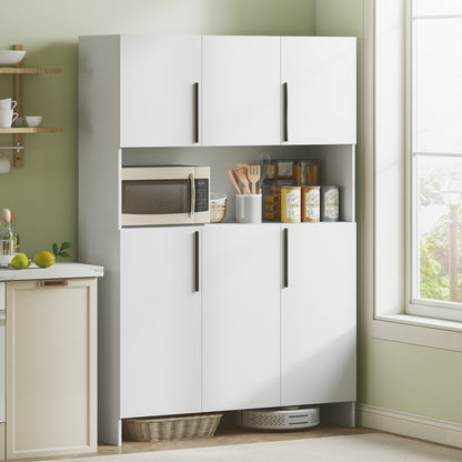 HOMCOM Küchenschrank, 4 Schränke, 6 Türen, 12 Scharniere, Arbeitsplatte, Spanplatte, Weiß