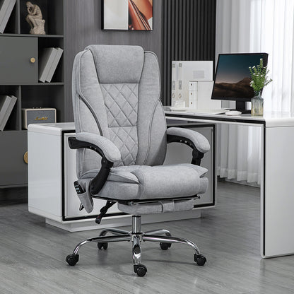 Vinsetto Ergonomischer Bürostuhl mit Massagefunktion, Fußstütze, drehbar, rollbar, Grau
