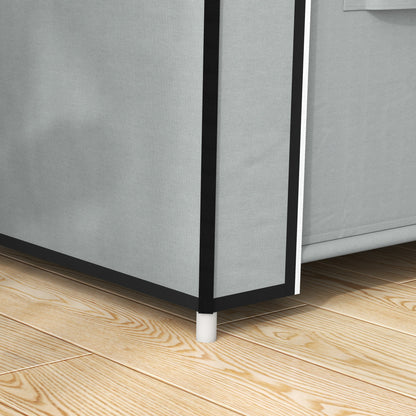 HOMCOM Kleiderschrank Stoffschrank 1 Kleiderstange, 2 Schubladen, 83 x 42.5 x 162,5 cm, Grau