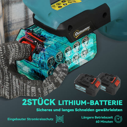 Outsunny Elektro Heckenschere Akku Elektrischer Heckenschneider مع محرك شنيتلانج 51 سم، Akku Blau
