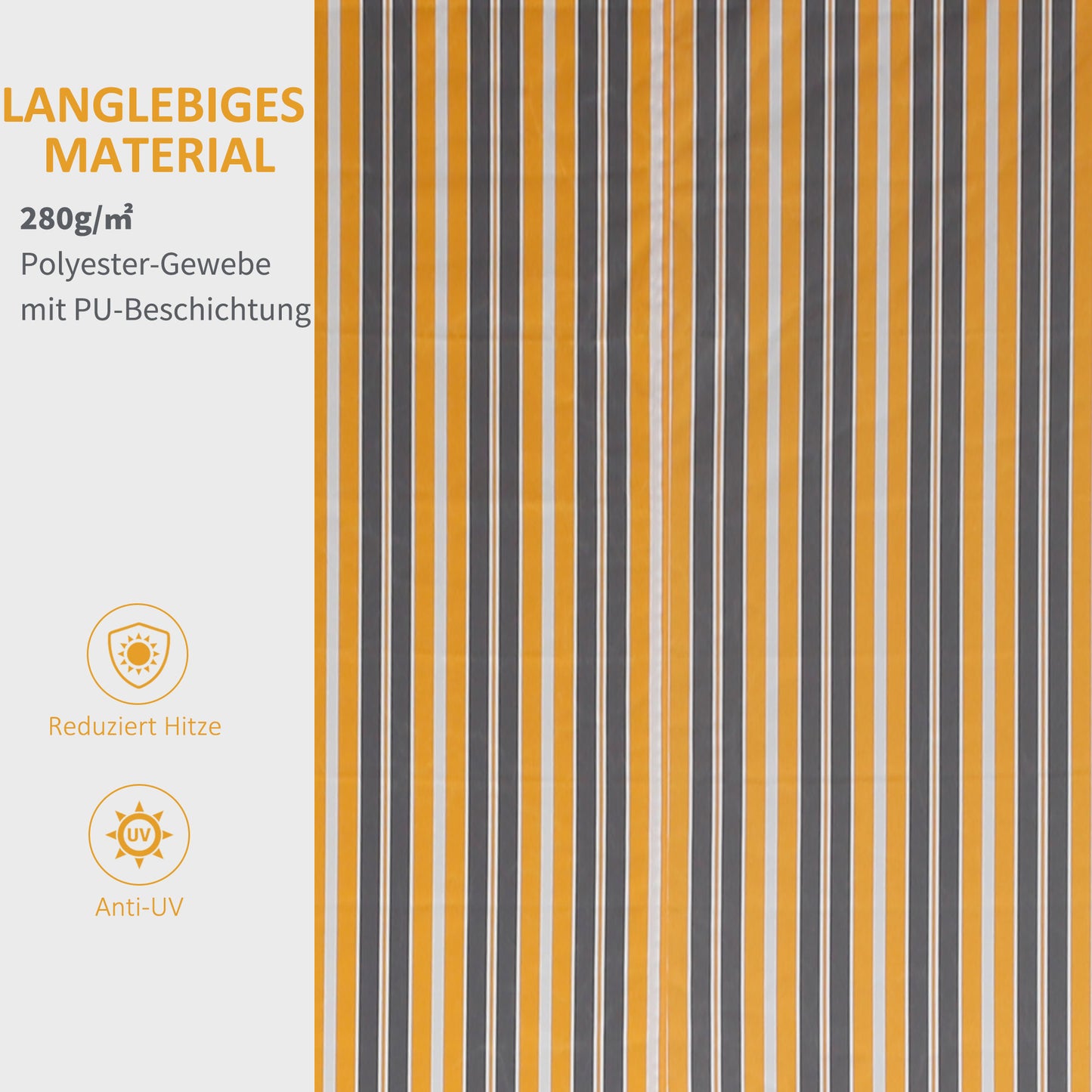 Outsunny Markise Gelenkarmmarkise Sonnenschutz Handkurbel Balkon Alu Gelb Grau 2,95 x 2,45 m