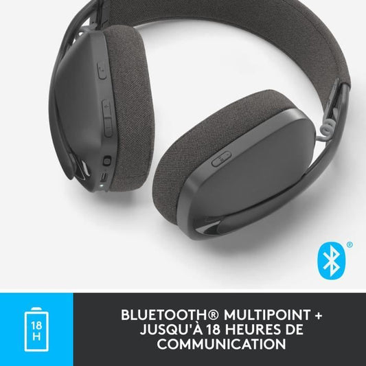 Logitech - Lightweight Wireless Listening Helmet with background micro anti -noise - Vibe 100 - Graphite area