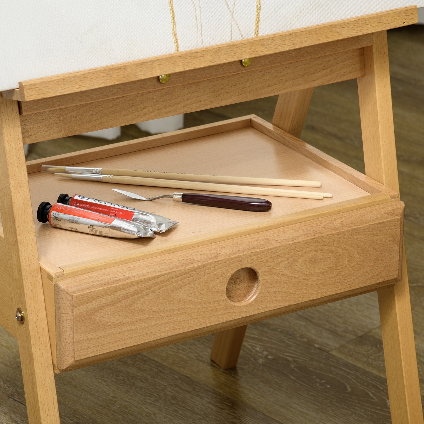 Vinsetto Staffelei, Künstlerstaffelei, Höhenverstellbar, 1Schublade, Natur + Schwarz