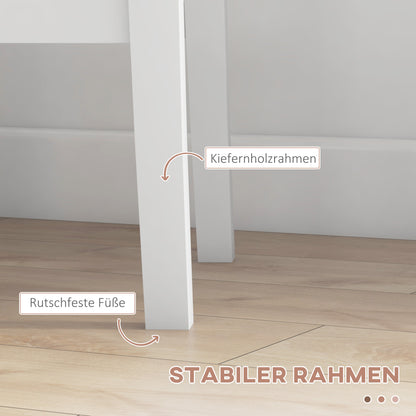 HOMCOM 3-teilige Essgruppe Sitzgruppe Tisch mit Stühlen, Massivholz, Weiß