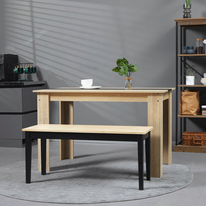 HOMCOM Moderne Sitzbank für 2 Personen, Holzbank, Massivholz, lackiert, Natur+ Schwarz