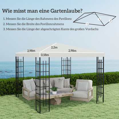 Outsunny 3 x 3 m Ersatzplane für Pavillon, Plane für Garten-Pavillon, mit Wasserablauföffnungen, UPF30+, Hellgrau