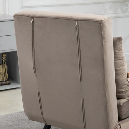 HOMCOM Schlafsessel, Gästebett, verstellbare Rückenlehne, bis 120 kg, Stahllrahmen, 63x73x81cm, Hellbraun