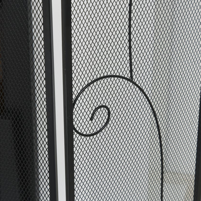 HOMCOM Funkenschutz für Kamine, 3 Paneele, klappbar, flexibel, Metall, schwarz, 132,5 x 76,5cm