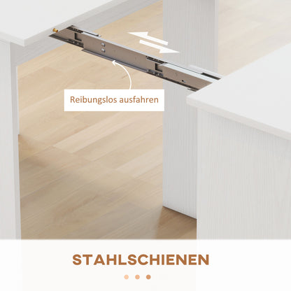 HOMCOM Esstisch, Klapptisch, ausziehbarer Küchentisch, Esszimmertisch, Spanplatten, 60-180 x 85 x 75 cm, Weiß