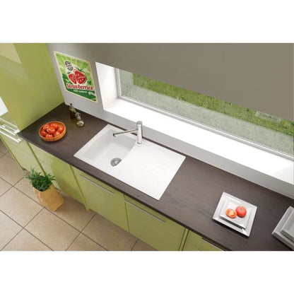 Stradour Sink Kitchen Builter 1 Bac + 1 Arena Drafts - Resin - 86 x 50 cm - White