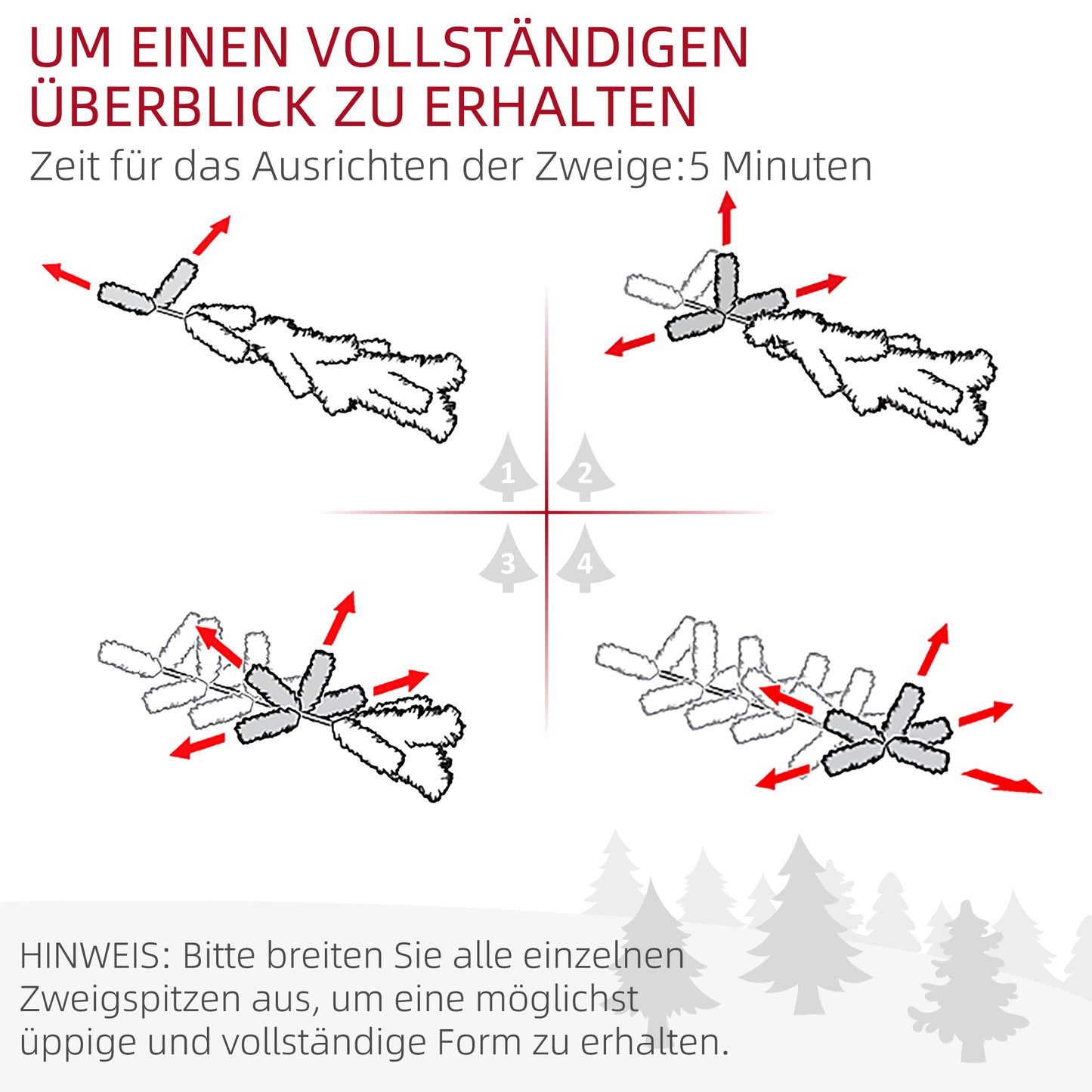HOMCOM Weihnachtsbaum 92 cm, LED-Lichter, Schneezweige, Tannenzapfen, flammenhemmend, Betonfuß