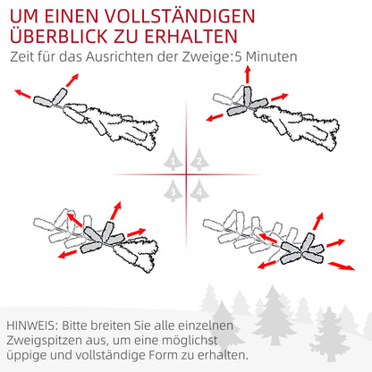 HOMCOM Weihnachtsbaum 92 cm, LED-Lichter, Schneezweige, Tannenzapfen, flammenhemmend, Betonfuß
