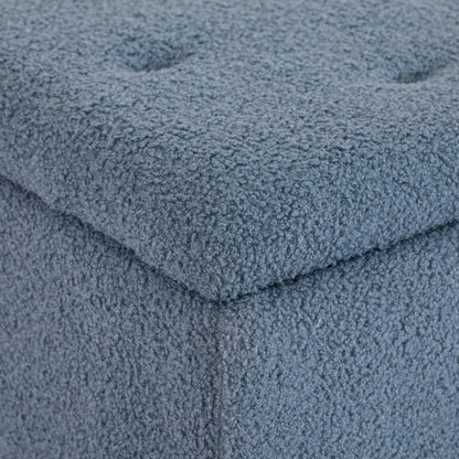 HOMCOM Polsterbank mit Stauraum, Sitztruhe, Kaschmiroptik, bis 120 kg, Naturholzrahmen, 95 x 38 x 45 cm, Blau