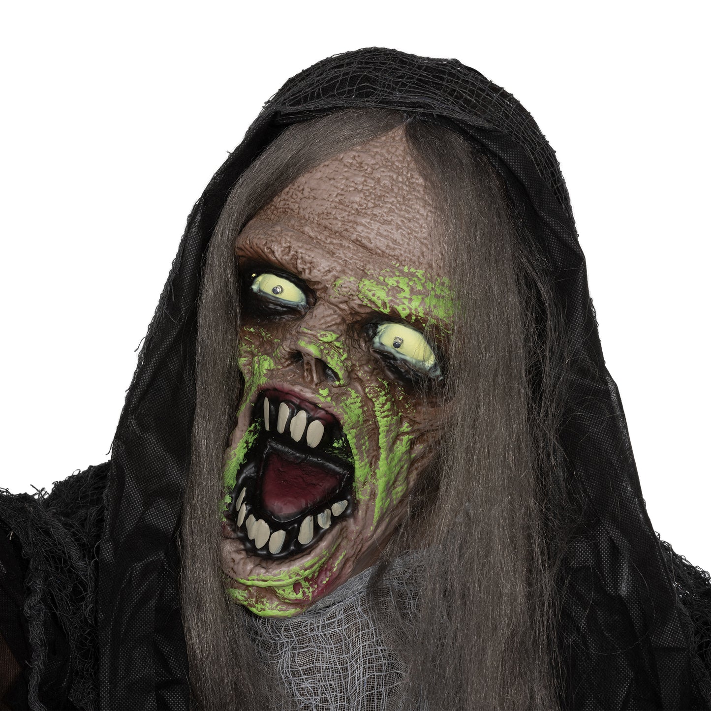 HOMCOM Grünes Monster, Helloweendeko, gruselige Soundeffekte, rote Augen, beweglich, 183 cm