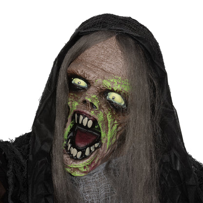 HOMCOM Grünes Monster, Helloweendeko, gruselige Soundeffekte, rote Augen, beweglich, 183 cm