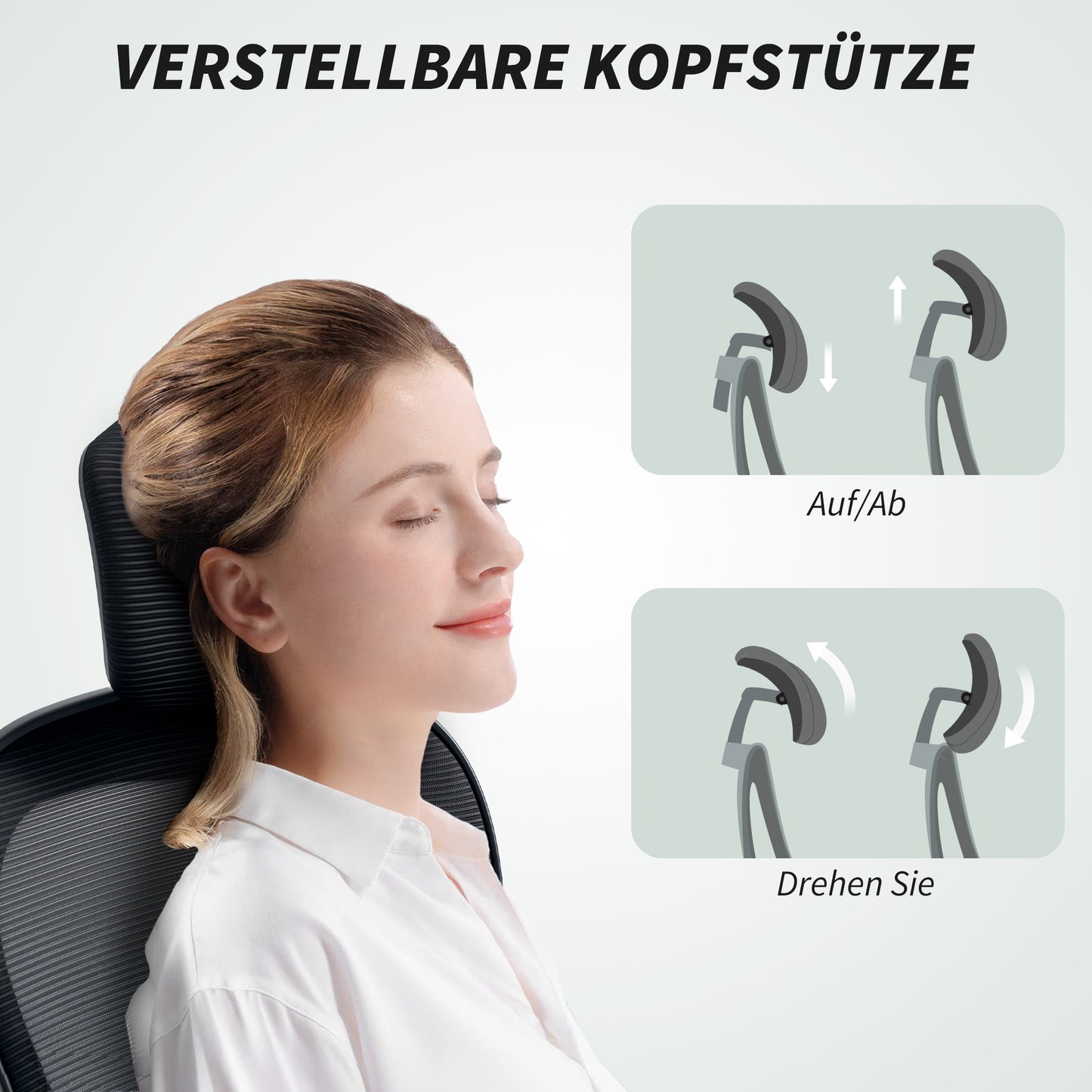 HOMCOM Bürostuhl Ergonomischer Schreibtischstuhl mit Hochklappbaren Armlehnen, Verstellbarer Lendenwirbelstütze Schwarz
