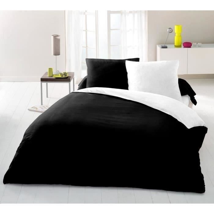 Duvet cover set for 2 people - 240x260 cm - 100% Cotton - Two-tone Black and white
