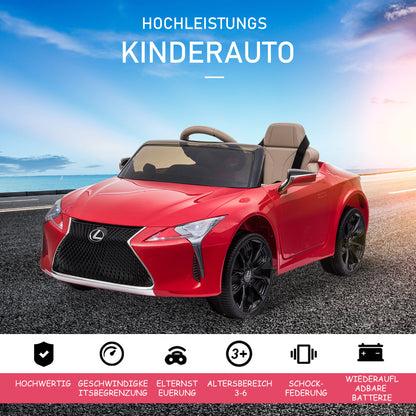 HOMCOM Kinderauto von Lexus Kinderfahrzeug für 3-6 Jahre Elektroauto mit MP3 Musik Rot 106 x 43 x 44 cm