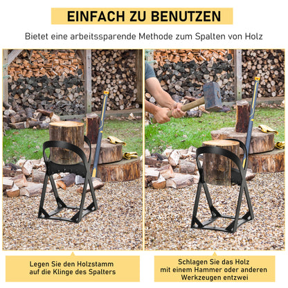 Outsunny Manueller Holzspalter aus Karbonstahl Brennholzspalter schnelles Brennholzspaltwerkzeug leicht zu bedienen für Campen Outdoor Schwarz 24,4 x 20,8 x 37,4 cm