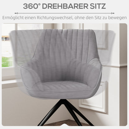 HOMCOM Drehbarer Armstuhl, Moderner Akzentsessel mit Metallbeinen für Wohnzimmer, Schlafzimmer, Büro, Grau