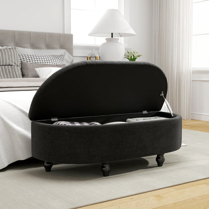 HOMCOM Hocker mit Stauraum, Sitztruhe, gepolstert, soft-close Deckel, Samtoptik, 120 x 46 x 42 cm, Dunkelgrau