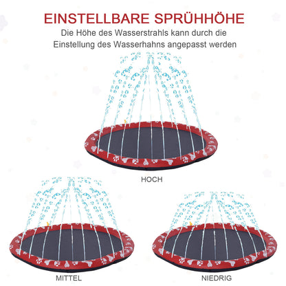 PawHut Hundepool, Wasser-Spielpool, rutschfest, robust, tierfreundlich, Ø170 cm, Rot