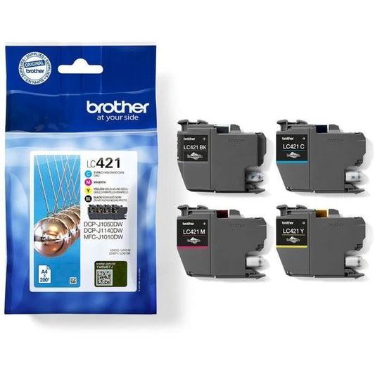 Pack of 4 LC421VAL ink cartridges - BROTHER - Black, Cyan, Magenta and Yellow standard capacity of 200 pages - For DCP-J1050DW