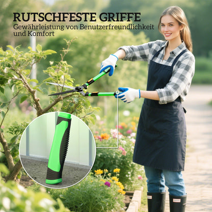 Outsunny Heckenschere Set 2-teilig Gartenschere Messerlänge 90 cm Astschere mit Metallklingen, ausziehbarer Griff