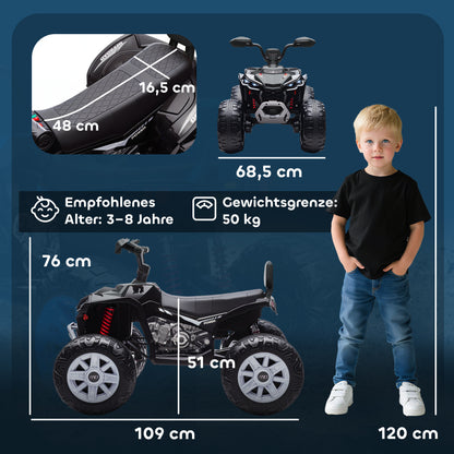 AIYAPLAY Kinder-Elektro-Quad, 24V Elektro-Fahrzeug mit 4 Rädern, Scheinwerfer, USB-Anschluss, MP3-Funktion, 6,5 km/h, 3-8 Jahre