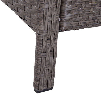 Outsunny 5-tlg. Polyrattan Gartenmöbel Sitzgruppe Gartenset Sofagarnitur Garnitur Lounge mit Kissen Dunkelgrau 2 x Sessel 1 x Couchtisch 2 x Hocker