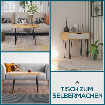 HOMCOM Tischbein-Set, 4 Stahl-Tischbeine, Gabel-Design, 40 kg belastbar, Schwarz