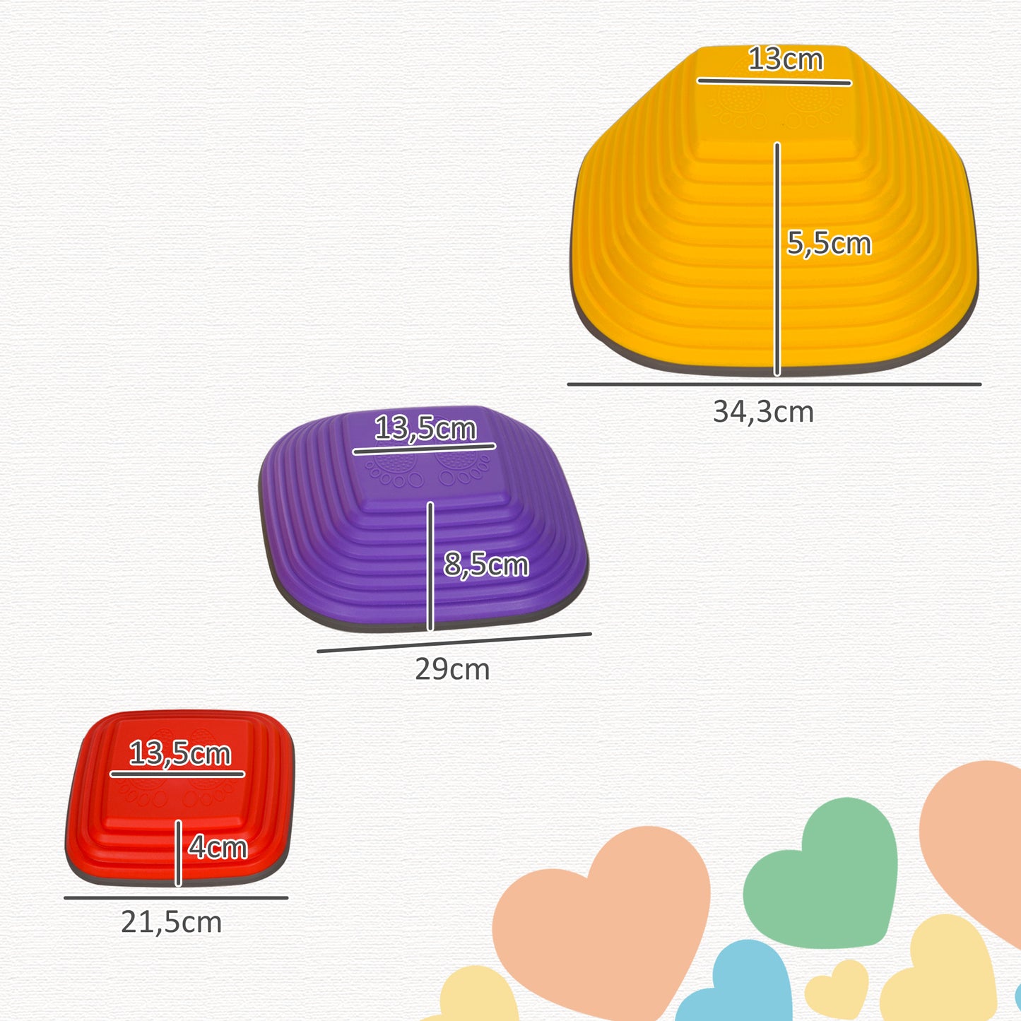 AIYAPLAY Balance-Trittsteine für Kinder, 6 Teile, Rutschfest, Hindernislauf-Steine, für Motorik-Förderung, Kunststoff, Bunt