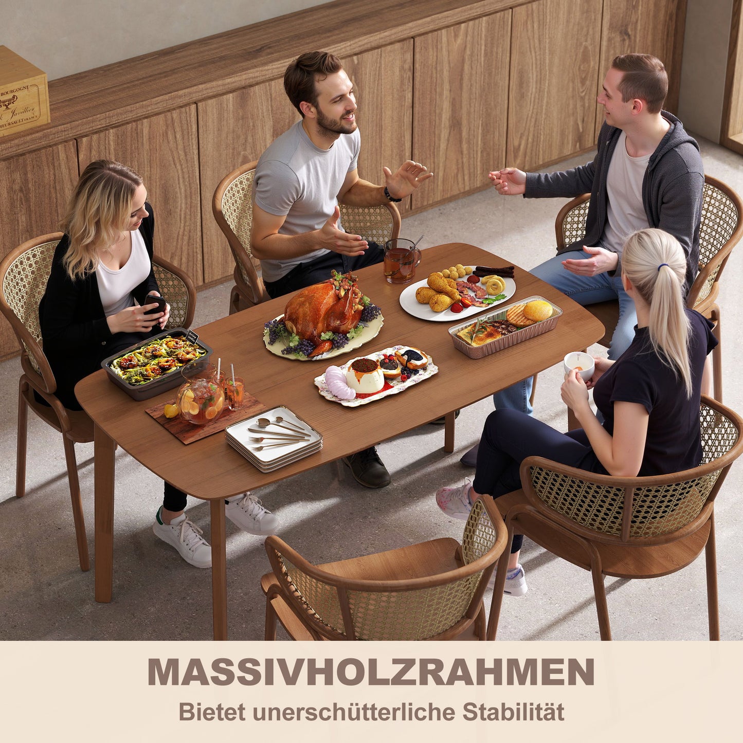 HOMCOM Esstisch, Landhausstil, lackierte Oberfläche, Holz, 150 x 80 cm, Braun