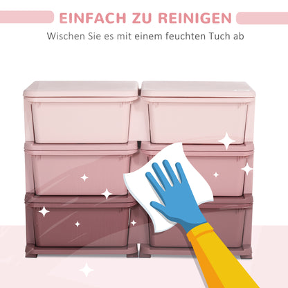 HOMCOM Aufbewahrungsbox für Kinder, Kinder-Aufbewahrungsbox, 3 Schubladen, Rosa