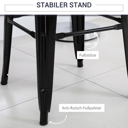 HOMCOM 4er-Set Barhocker aus Metall, für drinnen und draußen, stapelbares Design, Schwarz