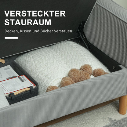 HOMCOM Zweisitzer-Sofa mit Stauraum und soliden Holzbeinen, für Wohnzimmer, Schlafzimmer, 117 x 63 x 79 cm, Hellgrau