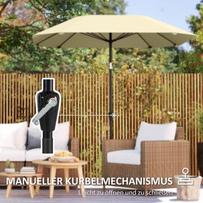 Outsunny 2,3 m Sonnenschirm ohne Basis, Verstellbarer Terrassenschirm mit Kurbel, Polyester, Aluminium, Fiberglas, Beige