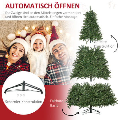 HOMCOM Weihnachtsbaum, 700 warmweiße LEDs, 2154 Zweige, flammhemmend, Kunststoff/Metall, 210 x 142 cm, Grün